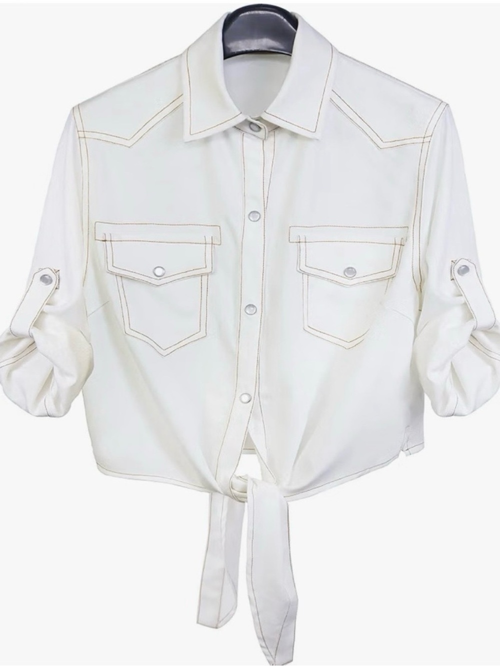 Western Style Tie-Front Snap up Shirt
